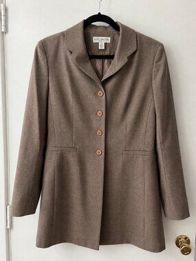 Petite Sophisticate Brown Stretch Blazer Jacket Size 12